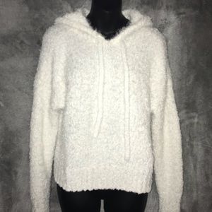 Lauren Conrad white fuzzy sweater